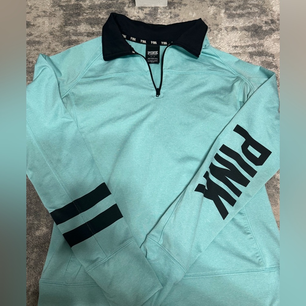 Pink Victoria’s Secret Long Sleeve Athletic Quarter Zip Pullover Blue Jacket